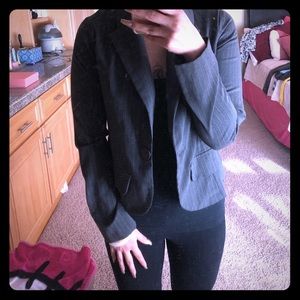 Gray and white striped blazer